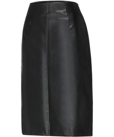 Sanahy Women's High Waisted Faux Leather Pencil Skirt with Split Detail - Black | Slim Fit Midi Hip Skirt | 5XL - Buy Online on SooperMarket.com