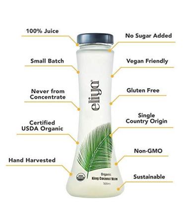 Eliya Organic Young King Coconut Water 10.1 fl. oz Glass Bottles - Pack of 12 | Pure Hydration Source - Buy Online on SooperMarket.com