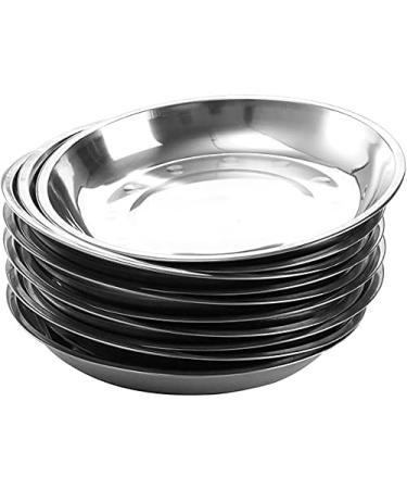 TOPZEA 10 Pack Stainless Steel Round Plates 9 Inch - Ideal for Camping, Outdoor Picnics, Hiking, and BBQ - Durable Dinner Plates for Home and Canteen Use - Buy Online on SooperMarket.com