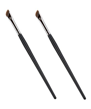 PLAFOPE 2pcs Eyebrow Brush Flat Thin Eyeliner Brush Women Makeup Brush Angled Brush Eye Shadow Brush Metal