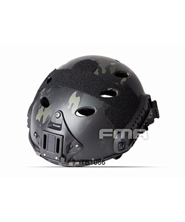 H World Shopping FMA Tactical Airsoft Adjustable Fast Protective Helmet PJ NVG Mount for Tactical Airsoft Paintball Multicam Black Medium-Large