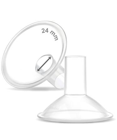Maymom MyFit Crater Series 24 mm 2xTwo-Piece Breastshield Compatible with Medela Breast Pumps. Long Nipple Tunnel for Elasitc Nipples 24 mm Crater