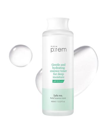 Make P:REM Safe Me. Relief Essence Toner Quick and Deep Hydrating Face Toner All Skin Types 24-Hour Moisturizing EVE Vegan Korean Skin Care 400ml 13.52 Fl.Oz.