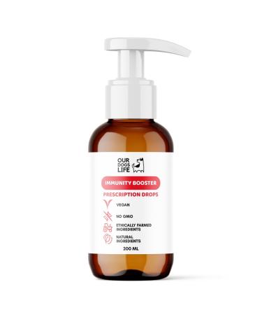 Immunity Booster Drops for Dogs - Vegan Formula with Dog Vitamins Antioxidants and Mushroom Blend for Liver Detox & Anti-Inflammatory Support- 200ml