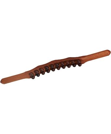 Ergonomic Two-Row Trigger Point Massager with 20 Beads - Portable Wood Gua Sha Stick for Neck Shoulders Arms & Legs | Carbonized Beech - Buy Online on SooperMarket.com