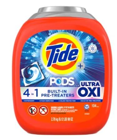 Tide Pods with Ultra Oxi Laundry Detergent Pods 104 Count- BY LOS