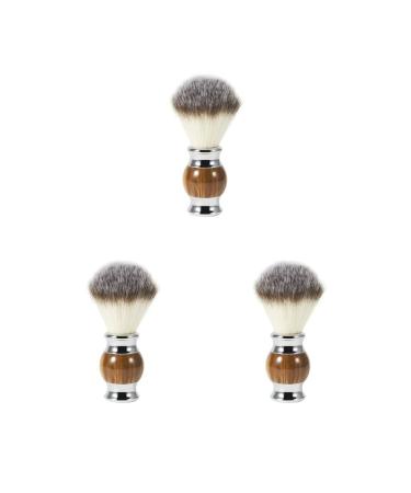 Shaving Brush 3 Pack Resin Handle for Men Barber Shop Brown Set of 3 (Brown)