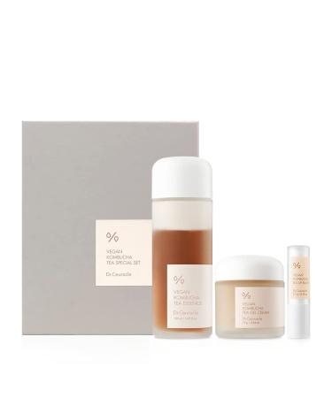leegeehaam Dr.Ceuracle Vegan Kombucha Tea Special Set - Korean Hydrating and Nourishing Skincare Gift Set included Essence Gel Cream Lip Balm