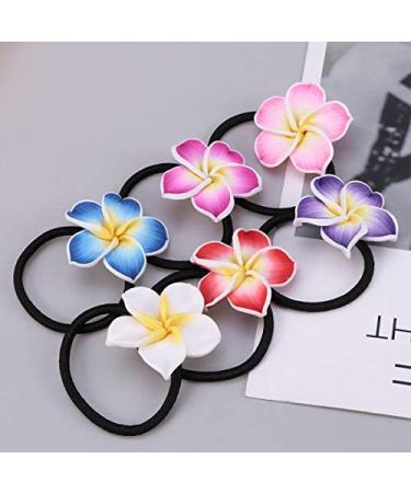 LEORX 12pcs Colorful Plumeria Hair Ties - Soft Ceramic Flower Hair Accessories - Buy Online on SooperMarket.com