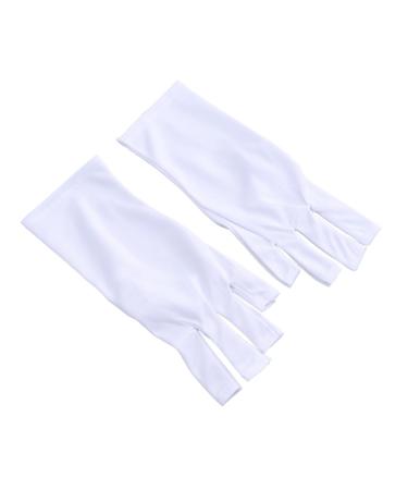 Mikinona Gel Manicure Gloves 1 Pair Anti Uv Glove Nail Half-Finger Gloves Chinese Wooden Pillow Cotton Glove Silicone Ear Display Uv Shield Glove White Manicure Manicure Glove