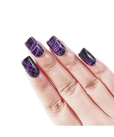 Huhebne 6-Piece Silk Artificial Nail Set - DIY Soaking Design with UV Lacquer Long Lifespan & Elasticity - Buy Online on SooperMarket.com