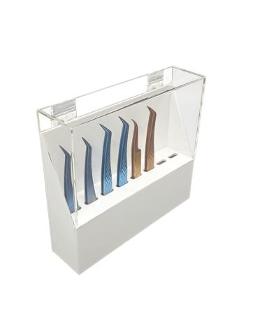 Dust-proof 8 Holes Tweezers Holder  Eyelash Extensions Supplies Acrylic Display  Acrylic Rack Storage Eyelash Extension Tools with Dust Cover Durable Tweezer Display Stand Salon
