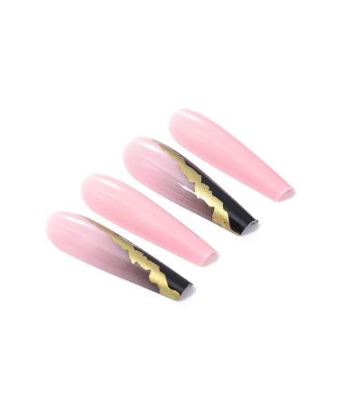 Brishow French Press-On Nails - Long Ballerina Acrylic with Gold Glitter 24-Piece Set for Women & Girls - Buy Online on SooperMarket.com