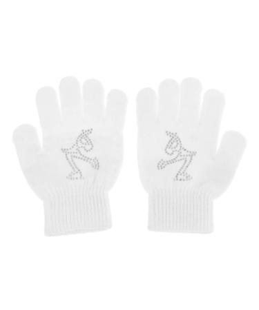 Leeadwaey Girls Women Children Ice Skating Gloves Magic Stretch Gloves Black Flower S Black Snowflake S White Iceman M