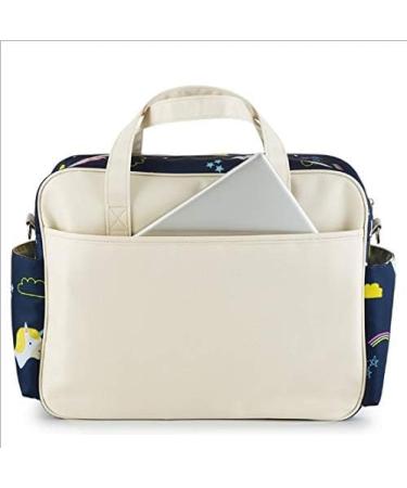 Insular Waterproof Diaper Bag - Navy Unicorn Print | Multifunctional Mummy Shoulder Bag with Changing Mat | Lightweight Tote Style for Chic Moms - Buy Online on SooperMarket.com