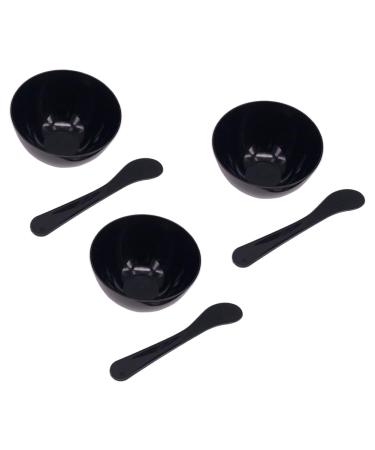 3 Sets Plastic Facial Mask Mixing Bowl with Plastic Spatula Facemask Bowl Mud Mask Mixing Bowl DIY Skin Care Mixing Tool Kit for Lady Women Home Beauty Salon Use Black