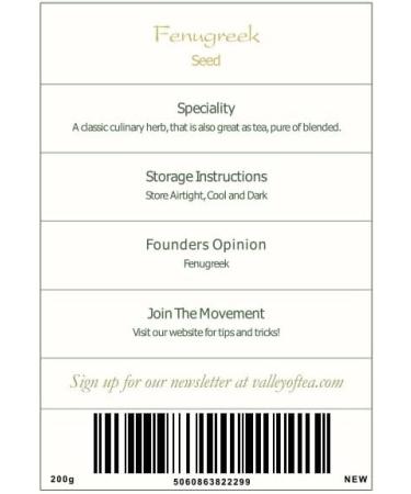 Fenugreek Seed Organic 200g - Real Trigonella Foenum-graecum - Culinary Grade | Buy Now - Buy Online on SooperMarket.com
