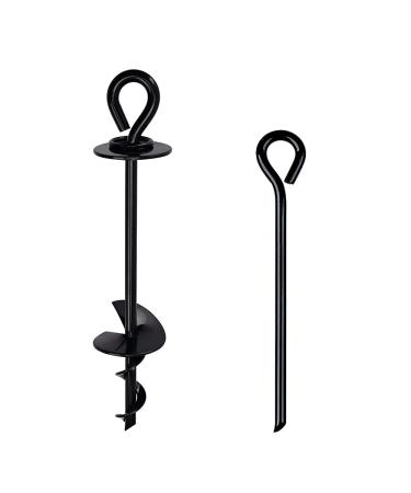 Heavy Duty Dog Tie Out Stake for Outdoor Use Strong Ground Anchor for Large Dogs Up to 150 lbs Perfect for Outdoor Dog Run Yard Camping Gear Beach Accessories Black