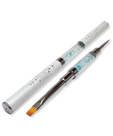 Double face brush white 2in1 gel and nail art brushes synthetic hair brush for painting and applying gel.