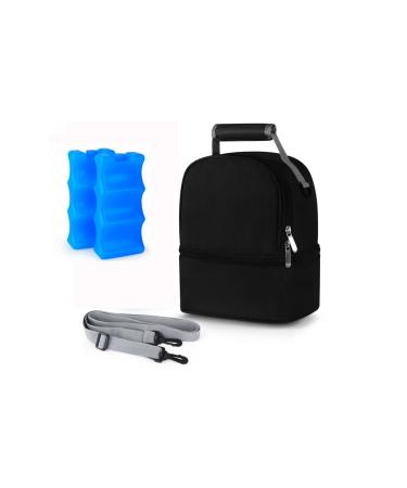 AIFUSI Double-like breast milk cooling bag with ice cream bag freshness backpack for baby bottles waterproof breast milk and transport cooling bag (black)