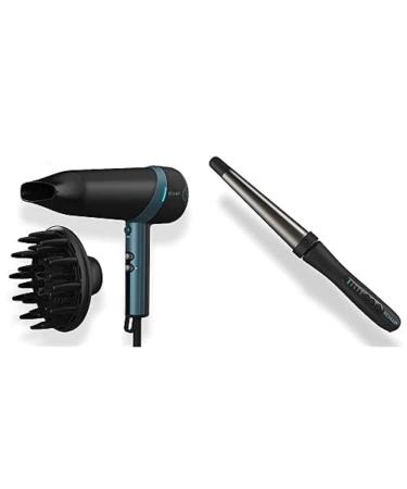 Revamp ProGloss Hair dryer IONE 2300W - Light portable hair dryer with smoothing nozzle and volume attachment + Revamp ProGloss Big Wand - Heated curling iron with ion technology