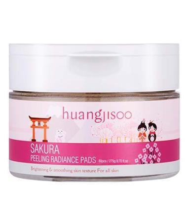 Huangjisoo Sakura Peeling Radiance Pads - 60 Pads | 7.76 fl oz - Exfoliating & Brightening - Buy Online on SooperMarket.com