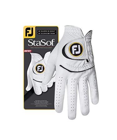 FootJoy Men's StaSof Golf Glove White Cadet Medium/Large, Worn on Left Hand