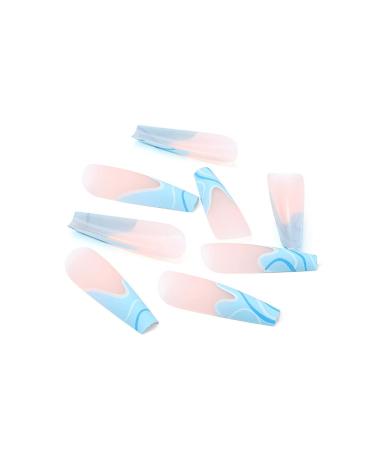 Brishow Long False Nails - Wave Press On Nails 24pcs for Women & Girls (Blue) - Trendy Artificial Nails for Easy Application & Stunning Look - Buy Online on SooperMarket.com