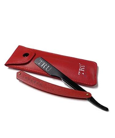 TRU BARBER Professional Barber Blade Straight Razor Straight Blade Razor with 1.5mm Blade Exposure - Durable Straight Edge Razor Single Edge (Black/Red)