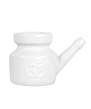 korvre 350Ml Ceramic Neti Pot Nose Cleaning Pot Leakproof Spout Pot for Nasal Rinsing Nose Washing Men Women White