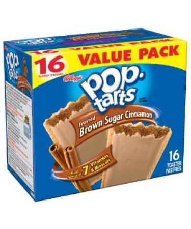 Kellogg's, Pop-Tarts, Frosted Brown Sugar Cinnamon, 16 Count, 33.6oz Box (Pack of 2)