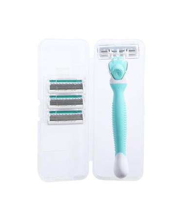 Vctitil 1 pieces of hair removal razor holder with 4pcs stainless steel blades manual forearm razor hair trim anti -slip handle hair removal tool green_4 knife head