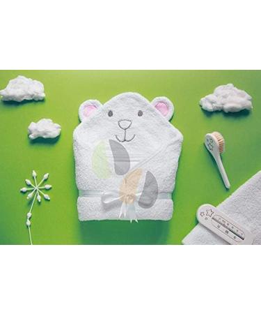 JM Organic Bamboo Hooded Baby Towel Set - Hypoallergenic & Absorbent - Perfect Baby Gift - Pink Bear Design - Includes Washcloth & Laundry Bag - 35x35 inches - Buy Online on SooperMarket.com