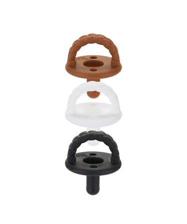 Itzy Ritzy Sweetie Soother Pacifier Set of 3 - Silicone Newborn Pacifiers with Collapsible Handle & Two Air Holes for Added Safety  Set of 3 in Coffee & Cream  Ages Newborn & Up White/Tan/Brown 1 Count (Pack of 1)