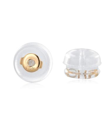 14K Real Solid Gold Earring Backs Hypoallergenic Soft Clear Silicone Backings Ear Piercing Replacements Secure Safety for Studs Drop Comfortable