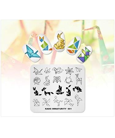 Chinese Style Nail Stamp Plate Set - 4 Origami Spring Designs for DIY Nail Art | Beijing Opera Templates - Buy Online on SooperMarket.com