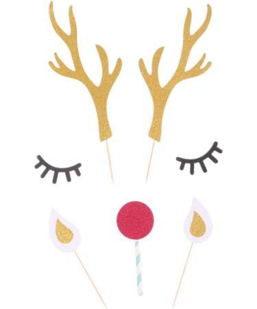 Didiseaon 10 Sets Glitter Outfit Cocktail Garnish Birthday Cake Topper Christmas Reindeer Cupcake Topper Christmas Toppers Antler Flash Plug-in Baking Paper Insert Card Child Top Hat - Buy Online on SooperMarket.com