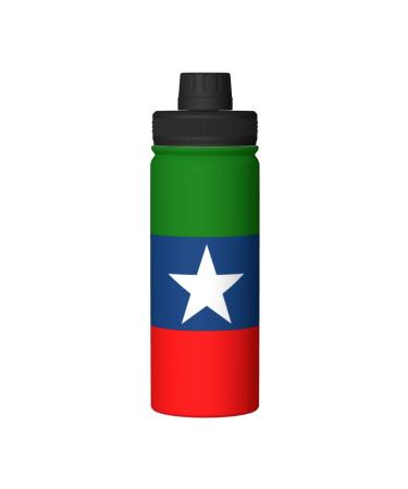 FJQWKLF Flag of Ogaden National Liberation Front Water Bottle 18OZ Stainless Steel Insulated Water Bottles with Spout Lid Sports Water Bottle for Travel Camping Hiking Biking Water Jug