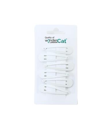 6 PCS Metal Snap Hair clips Snap Pins Hair Grip 5CM Long (White)