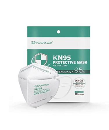 POWECOM KN95 Face Mask 10 PCs for Men & Women Updated Breathable 10 Pack