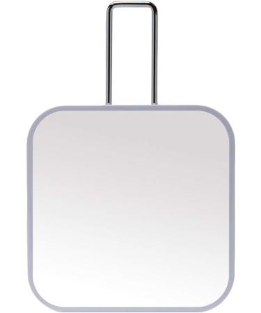 YEAKE Large Handheld Makeup Mirror - Square White & Metal, Portable Table Desk Mirror with Stand for Travel and Bathroom, 9.4 x 5.9 - Buy Online on SooperMarket.com