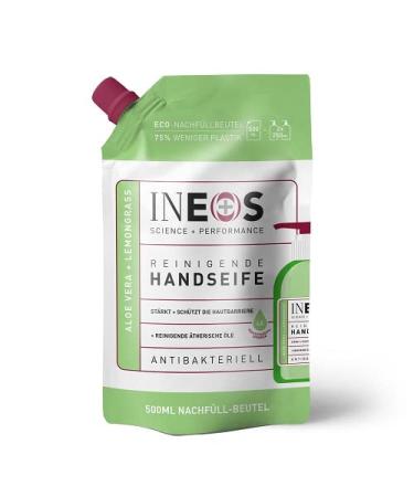 Ineos - liquid hand soap - moisturizing - with aloe vera + lemon grass - for the hands - 500ml - refill package X1 Hand soap with sea minerals