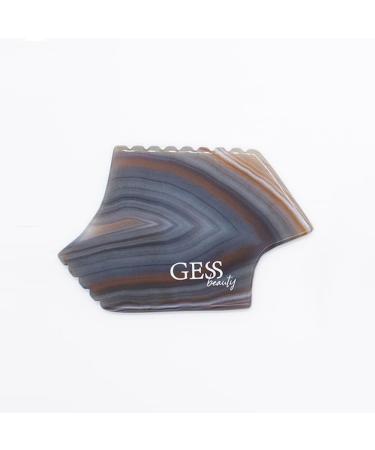 GESS Liyan Agate Gua Sha Facial Tool | 6-Edge Spa Massage Stone for Face Neck & Body | Natural Agate for Fine Lines & Muscle Relaxation - Buy Online on SooperMarket.com