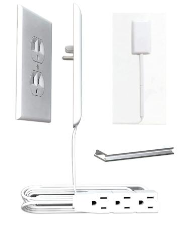 Sleek Socket Ultra-Thin Child Proofing Electrical Outlet Cover with 3 Outlet Power Strip and Protective Cord Cover Kit, 8-Foot, Universal Size 8 ft, Universal