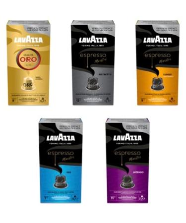 Lavazza Nespresso Compatible Aluminium CO2 Neutral Variety Pack. 5 packs of 10 Capsules (50 Capsules Total)