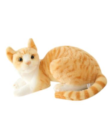 Hpory Cat Soft Toy Simulation Cat Plushie Cute Plush Cat Doll Realistic Cat Soft Plush Faux Plush Kitten Toy Pet Animal Photography Prop Room Home Decoration Companion Pets Toy Gift for Kids Orange Cat - 30cm