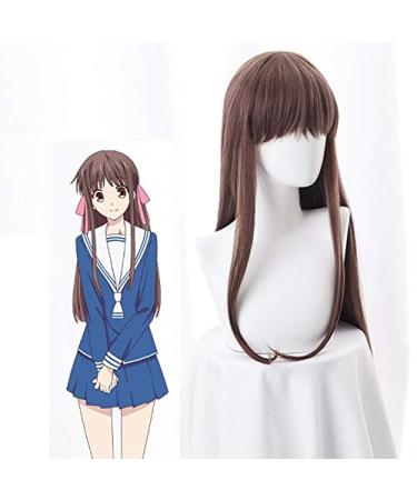 Tohru Cosplay Wig | 2019 Fruits Basket Long Brown Straight Hair with Bangs | Halloween Anime Costume Accessory - Buy Online on SooperMarket.com