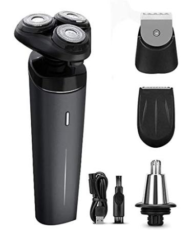GeRRiT Electric Razor for Men Electric Face Shavers Rechargeable Shaving Men's Cordless Razors IPX7 Waterproof Wet Dry 4 in 1 Rotary Shavers Beard Nose Mustache Trimmer USB Charging Black