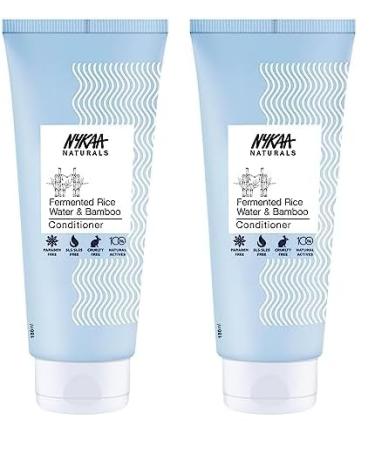 Nykaa Naturals Conditioner Fermented Rice Water and Bamboo 6.08 oz - Enriched with Vitamin E and Inositol - Reverses Damage - Deep Conditioner (Pack of 2)
