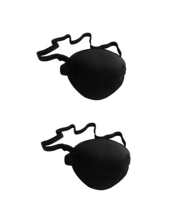 Gogogmee 2pcs Lazy Eye Cover Single Eye Adjustable Eye Patch Pirate Eye Patches for One Eye Patch Black